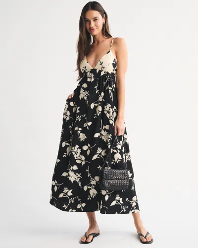 Abercrombie & Fitch Bra-free Clasp-back Flowy Maxi Dress In Black