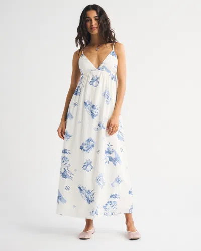 Abercrombie & Fitch Bra-free Clasp-back Flowy Maxi Dress In White