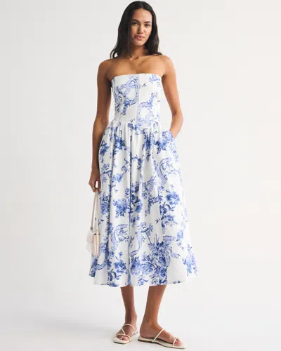 Abercrombie & Fitch Bra-free Dipped Waist Midi Dress In Blue