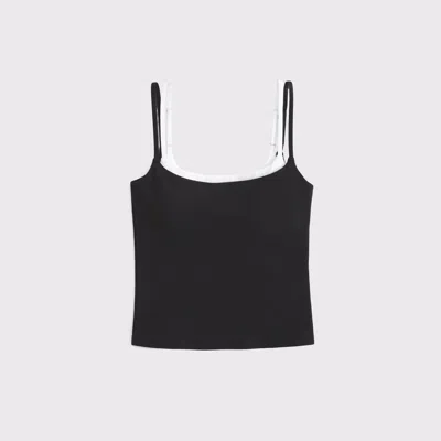 Abercrombie & Fitch Bra-free Double-layered 90s Cami In Black