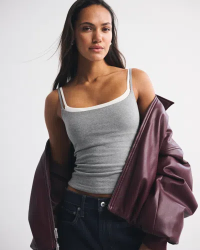 Abercrombie & Fitch Bra-free Double-layered 90s Cami In Gray