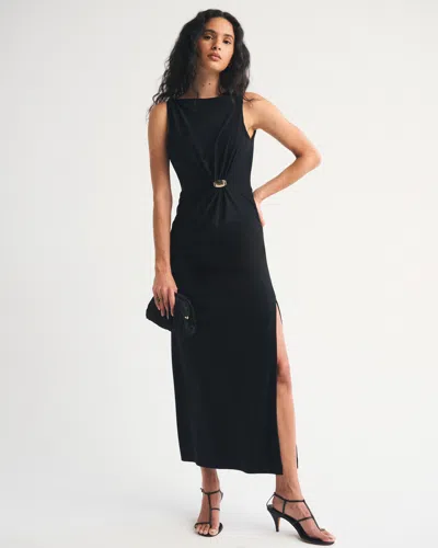 Abercrombie & Fitch Bra-free Draped Hardware Maxi Dress In Multi
