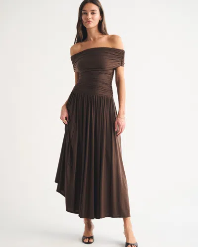 Abercrombie & Fitch Bra-free Drop-waist Maxi Dress In Brown