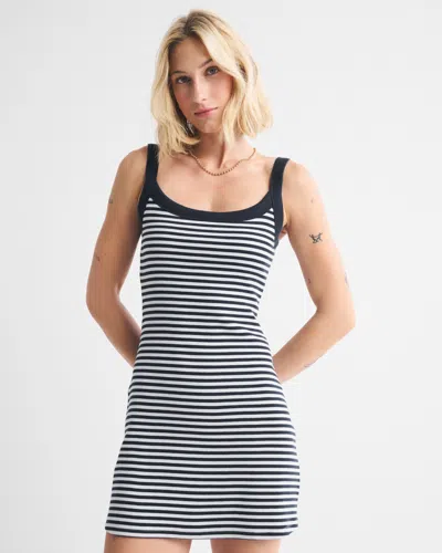 Abercrombie & Fitch Bra-free Essential 90s Rib Mini Dress In Black