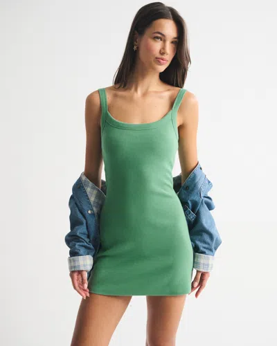 Abercrombie & Fitch Bra-free Essential 90s Rib Mini Dress In Green