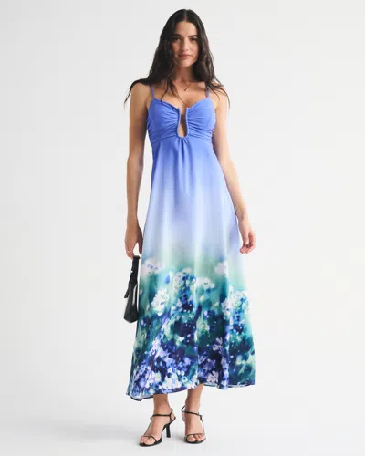 Abercrombie & Fitch Bra-free Hardware Maxi Dress In Blue