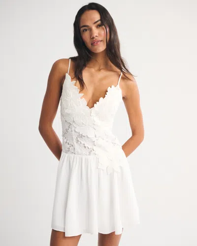 Abercrombie & Fitch Bra-free Lace Floral Mini Dress In White