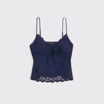 Abercrombie & Fitch Bra-free Lace-pieced Set Top In Blue