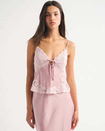 Abercrombie & Fitch Bra-free Lace-pieced Set Top In Pink
