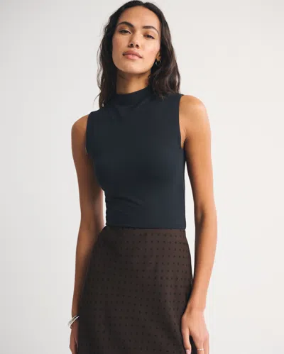 Abercrombie & Fitch Bra-free Mockneck Top In Black