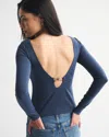 Abercrombie & Fitch Bra-free Open-back Hardware Top In Blue