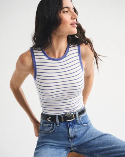 Abercrombie & Fitch Bra-free Rib High-neck Tank In White