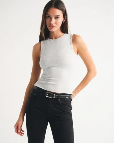 Abercrombie & Fitch Bra-free Rib High-neck Tank In Gray