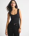 Abercrombie & Fitch Bra-free Rib Scoopneck Tank In Black