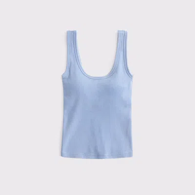 Abercrombie & Fitch Bra-free Rib Scoopneck Tank In Blue