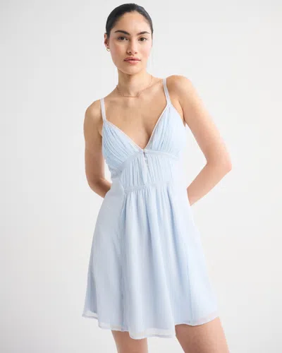 Abercrombie & Fitch Bra-free Ruched Mini Dress In Blue