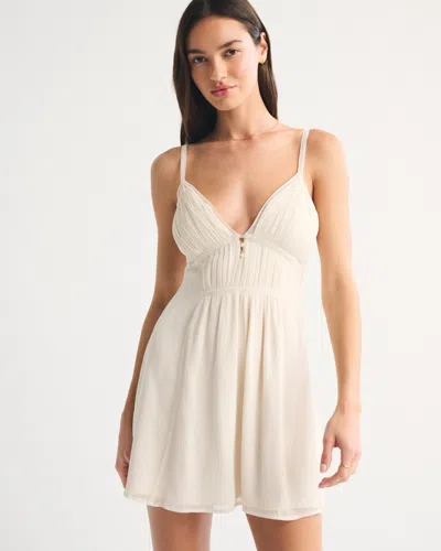 Abercrombie & Fitch Bra-free Ruched Mini Dress In Neutral