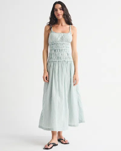 Abercrombie & Fitch Bra-free Smocked Drop-waist Maxi Dress In Green