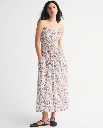 Abercrombie & Fitch Bra-free Smocked Drop-waist Maxi Dress In Multi