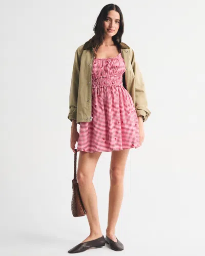 Abercrombie & Fitch Bra-free Smocked Waist Mini Dress In Red