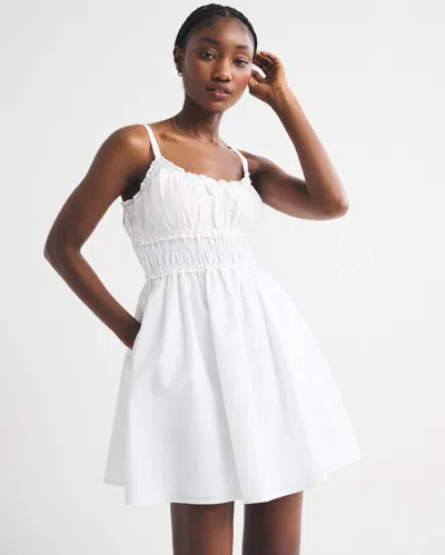 Abercrombie & Fitch Bra-free Smocked Waist Mini Dress In White