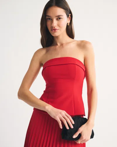 Abercrombie & Fitch Bra-free Strapless Set Top In Red