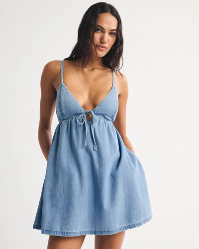 Abercrombie & Fitch Bra-free Tie-front Linen-blend Skort In Brown