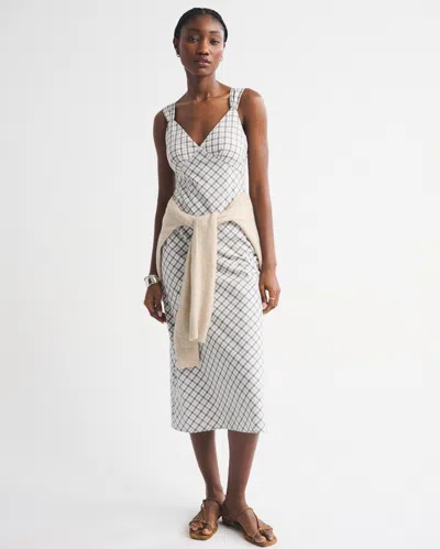 Abercrombie & Fitch Bra-free V-neck Slip Midi Dress In Multi