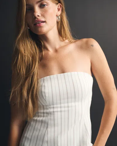 Abercrombie & Fitch Bra-free A&f Forme Strapless Top In Cream Stripe