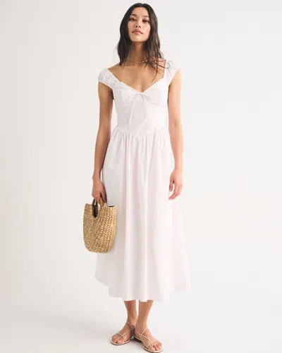 Abercrombie & Fitch Bra-free Cap Sleeve Dipped Waist Midi Dress In Multi