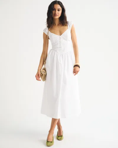 Abercrombie & Fitch Bra-free Cap Sleeve Dipped Waist Midi Dress In Multi