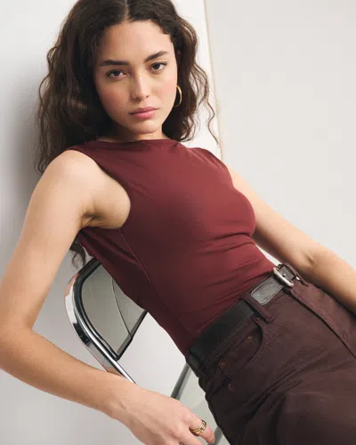 Abercrombie & Fitch Bra-free Cowl-back Top In Burgundy