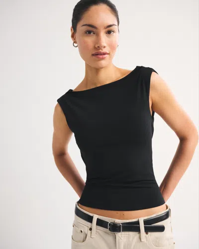 Abercrombie & Fitch Bra-free Cowl-back Top In Black