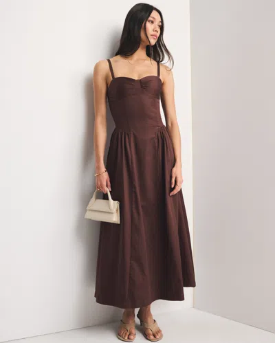 Abercrombie & Fitch Bra-free Dipped Waist Maxi Dress In Brown