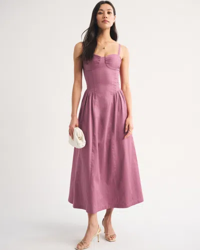 Abercrombie & Fitch Bra-free Dipped Waist Maxi Dress In Pink