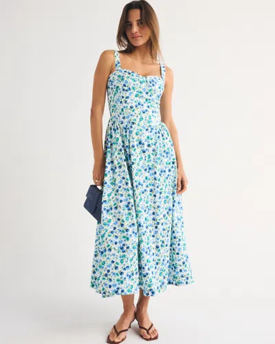Abercrombie & Fitch Bra-free Dipped-waist Maxi Dress In Blue