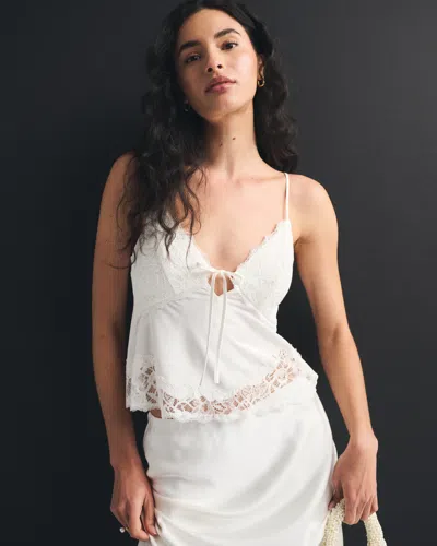 Abercrombie & Fitch Bra-free Lace Pieced Set Top In White