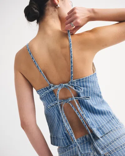 Abercrombie & Fitch Bra-free Linen-blend Denim Tie-back Cami