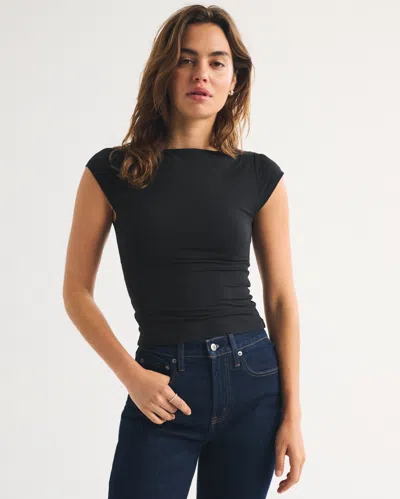 Abercrombie & Fitch Reversible Scoop Neck Top With Removable Bra In Black