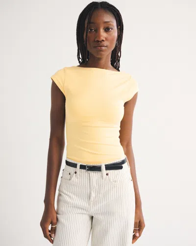 Abercrombie & Fitch Bra-free Reversible Scoopneck Top In Yellow