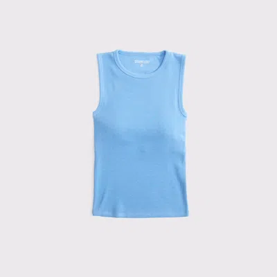 Abercrombie & Fitch Bra-free Rib High Neck Tank In Blue