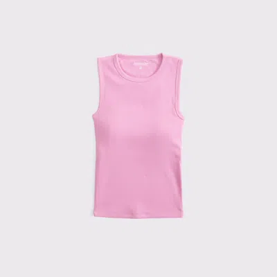 Abercrombie & Fitch Bra-free Rib High Neck Tank In Pink