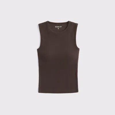 Abercrombie & Fitch Bra-free Rib High-neck Tank In Brown