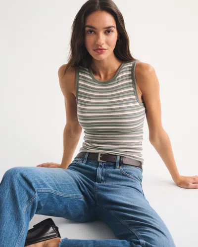 Abercrombie & Fitch Bra-free Rib High-neck Tank In Multi