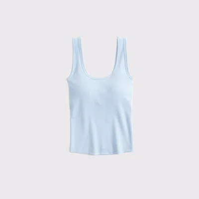 Abercrombie & Fitch Bra-free Rib Scoop Neck Tank In Blue