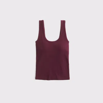 Abercrombie & Fitch Bra-free Rib Scoop Neck Tank In Maroon
