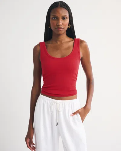 Abercrombie & Fitch Bra-free Rib Scoop Neck Tank In Red