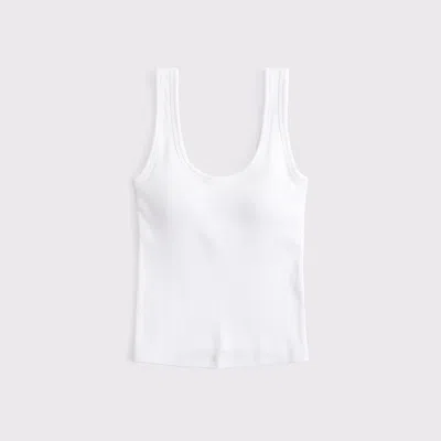 Abercrombie & Fitch Bra-free Rib Scoop Neck Tank In White