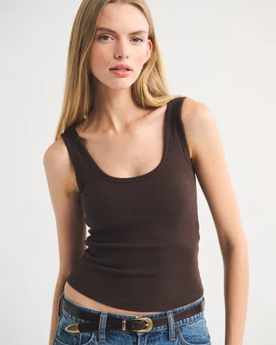 Abercrombie & Fitch Bra-free Rib Scoopneck Tank In Brown