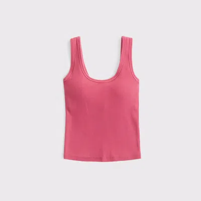 Abercrombie & Fitch Bra-free Rib Scoopneck Tank In Pink